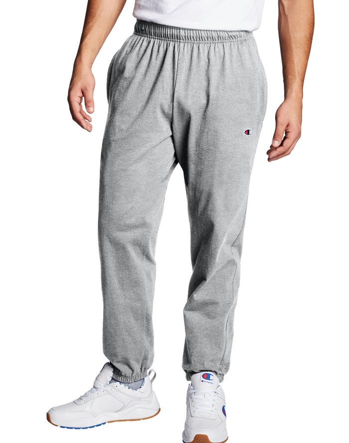 Champion Mens Pants NZ - Closed Bottom Jersey Grey ( 0563-CSYXF )